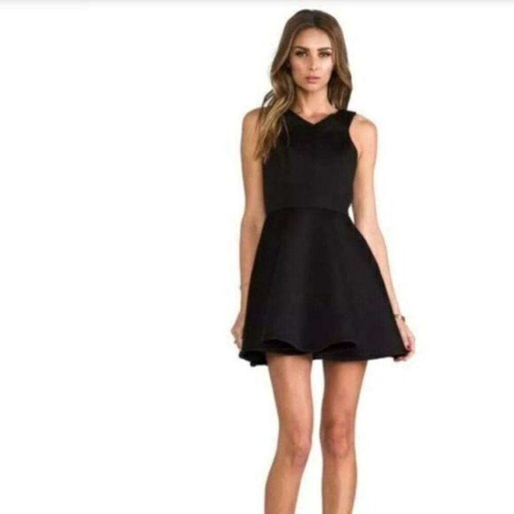 KEEPSAKE THE LABEL Black The Fiction Laser Cut Mini Dress MEDIUM